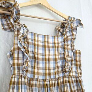 Madewell Plaid Dress in Blue and Brown